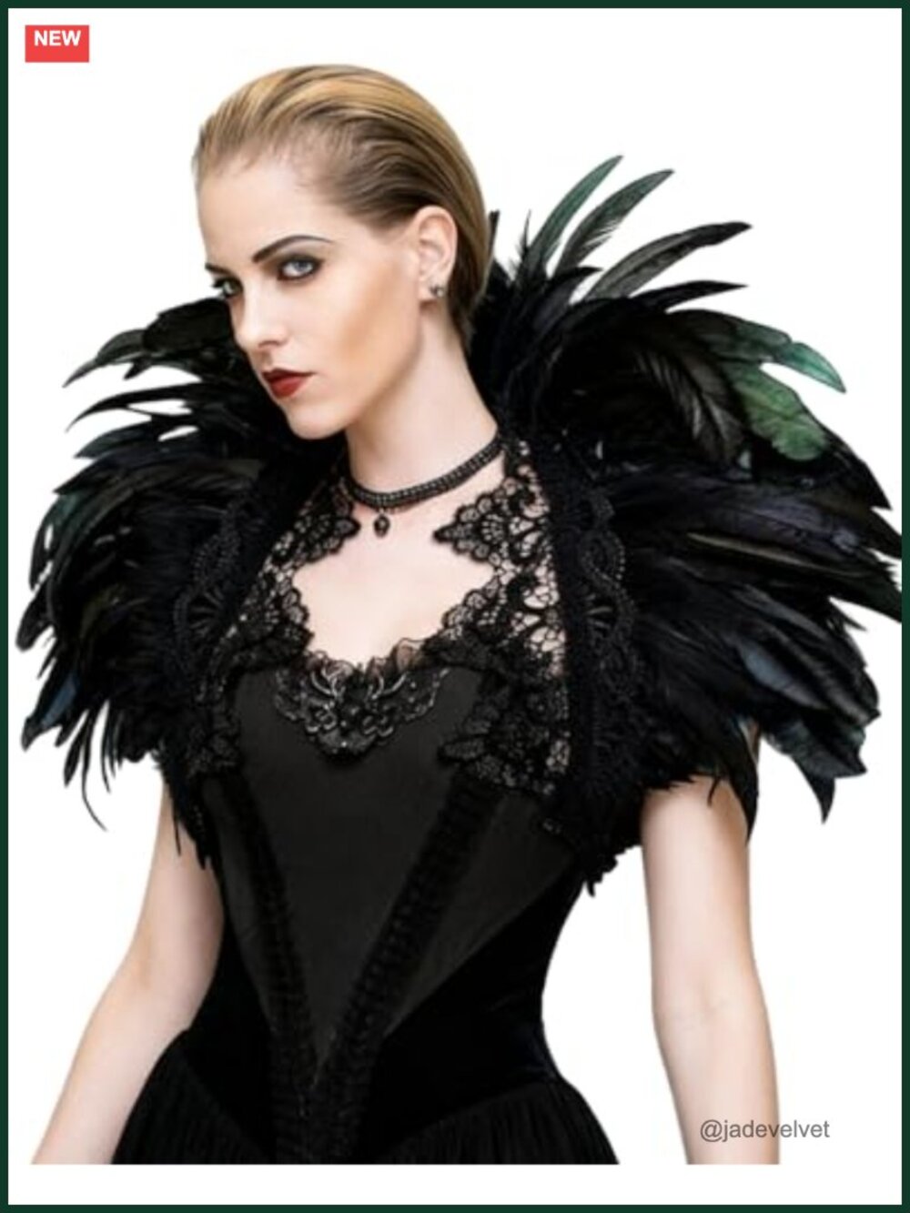 Handmade Real Feather Shrug Cape Shoulder Wrap Lace Collar for Women